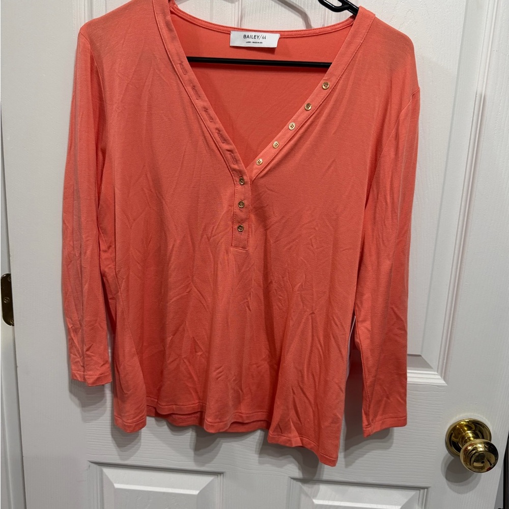 Bailey 44 Coral Long Sleeve Top with Button Accents